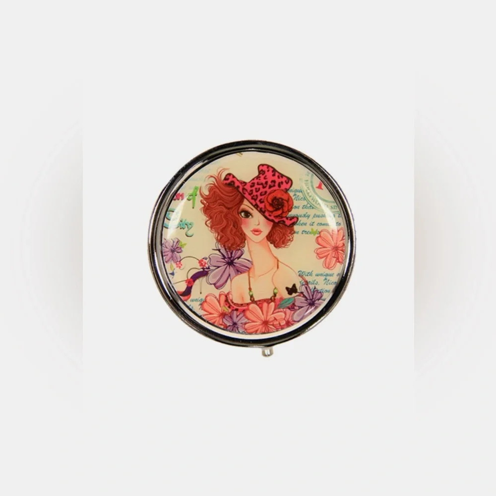 Nicole Lee USA Print Metallic Circular Small Pill Case